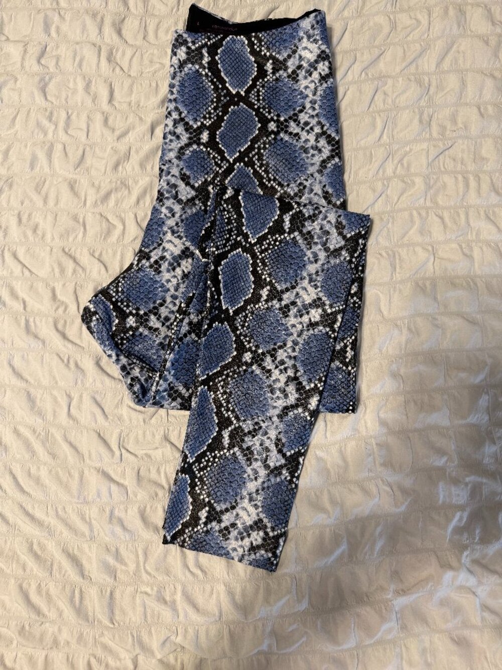 Commando Blue Snakeskin Faux Leather Leggings Size L High Rise